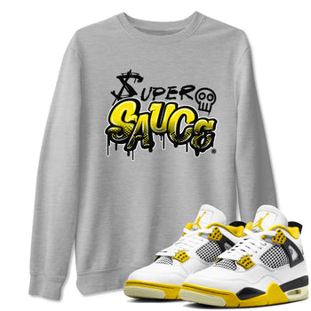 4s Vivid Sulfur shirt to match jordans Super Sauce sneaker tees Air Jordan 4 Vivid Sulfur SNRT Sneaker Release Tees unisex cotton Heather Grey 1 crew neck shirt