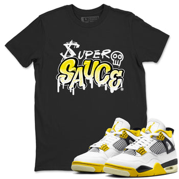 4s Vivid Sulfur shirt to match jordans Super Sauce sneaker tees Air Jordan 4 Vivid Sulfur SNRT Sneaker Release Tees unisex cotton Black 1 crew neck shirt