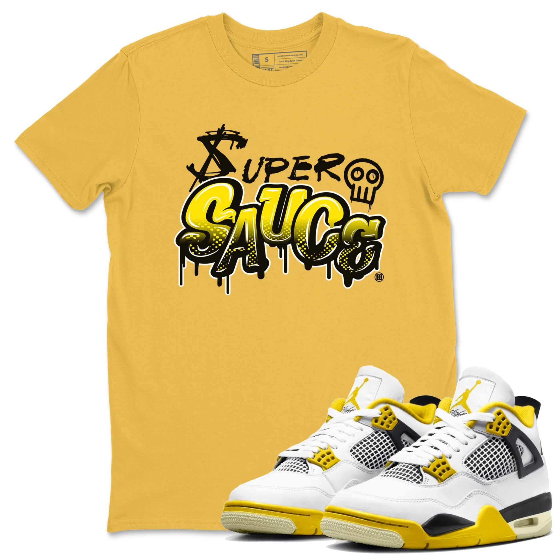 4s Vivid Sulfur shirt to match jordans Super Sauce sneaker tees Air Jordan 4 Vivid Sulfur SNRT Sneaker Release Tees unisex cotton Daisy 1 crew neck shirt