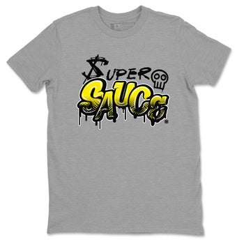 4s Vivid Sulfur shirt to match jordans Super Sauce sneaker tees Air Jordan 4 Vivid Sulfur SNRT Sneaker Release Tees unisex cotton Heather Grey 2 crew neck shirt