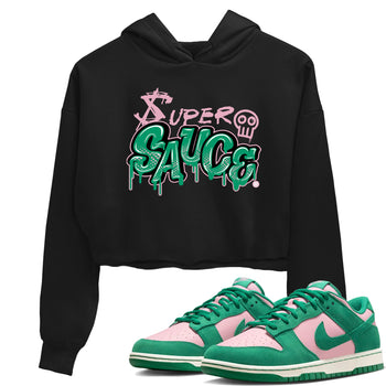 Dunk Low Medium Soft Pink Malachite shirt to match jordans Super Sauce sneaker tees Dunks Medium Soft Pink Malachite Streetwear Brand Streetwear Brand SNRT Sneaker Release Tees Black 1 crop length shirt
