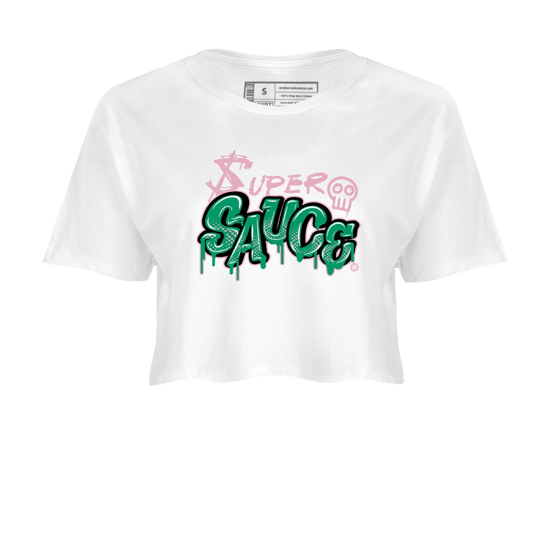 Dunk Low Medium Soft Pink Malachite shirt to match jordans Super Sauce sneaker tees Dunks Medium Soft Pink Malachite Streetwear Brand SNRT Sneaker Release Tees White 2 crop length shirt