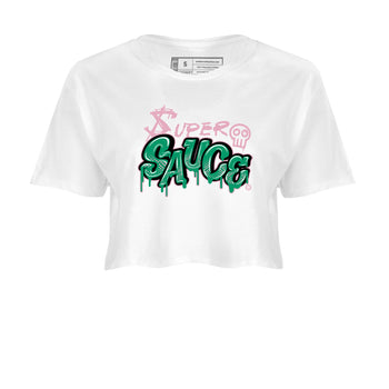 Dunk Low Medium Soft Pink Malachite shirt to match jordans Super Sauce sneaker tees Dunks Medium Soft Pink Malachite Streetwear Brand SNRT Sneaker Release Tees White 2 crop length shirt