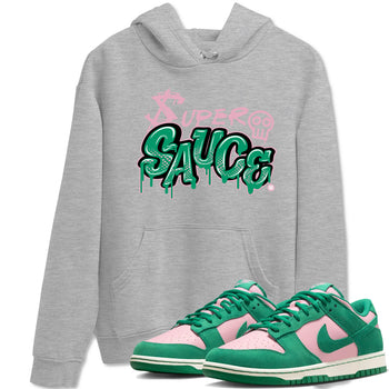 Dunk Low Medium Soft Pink Malachite shirt to match jordans Super Sauce sneaker tees Dunks Medium Soft Pink Malachite Streetwear Brand SNRT Sneaker Release Tees unisex cotton Heather Grey 1 crew neck shirt