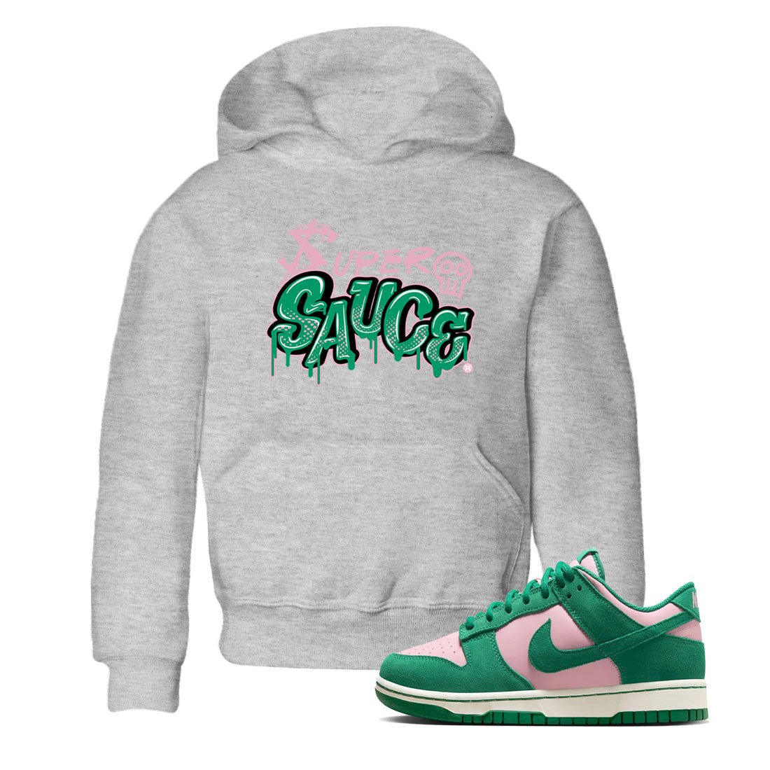 Dunk Low Medium Soft Pink Malachite shirt to match jordans Super Sauce sneaker tees Dunks Medium Soft Pink Malachite Streetwear Brand SNRT Sneaker Release Tees baby toddler Heather Grey 1 cotton Shirt