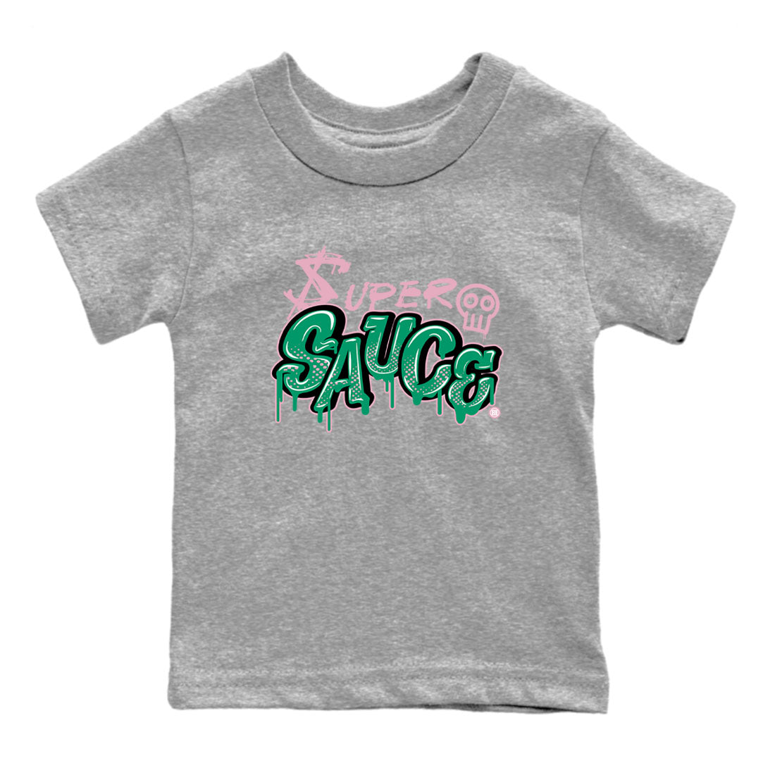 Dunk Low Medium Soft Pink Malachite shirt to match jordans Super Sauce sneaker tees Dunks Medium Soft Pink Malachite Streetwear Brand SNRT Sneaker Release Tees baby toddler Heather Grey 2 cotton Shirt