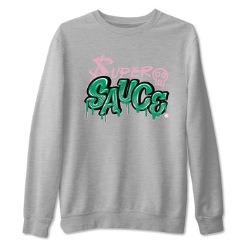 Dunk Low Medium Soft Pink Malachite shirt to match jordans Super Sauce sneaker tees Dunks Medium Soft Pink Malachite Streetwear Brand SNRT Sneaker Release Tees unisex cotton Heather Grey 2 crew neck shirt