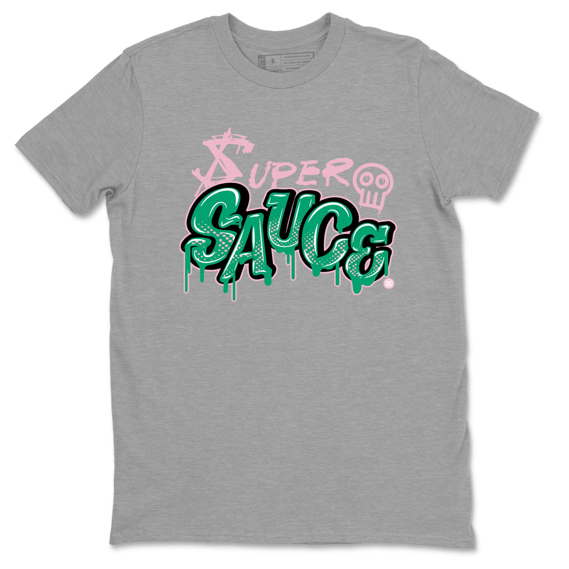 Dunk Low Medium Soft Pink Malachite shirt to match jordans Super Sauce sneaker tees Dunks Medium Soft Pink Malachite Streetwear Brand SNRT Sneaker Release Tees unisex cotton Heather Grey 2 crew neck shirt