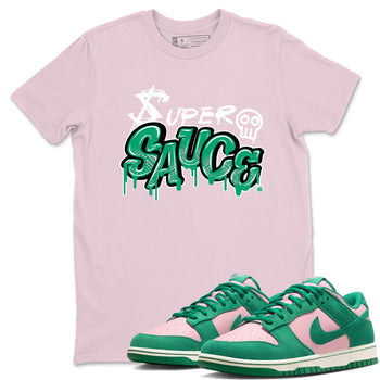 Dunk Low Medium Soft Pink Malachite shirt to match jordans Super Sauce sneaker tees Dunks Medium Soft Pink Malachite Streetwear Brand SNRT Sneaker Release Tees unisex cotton Pink 1 crew neck shirt
