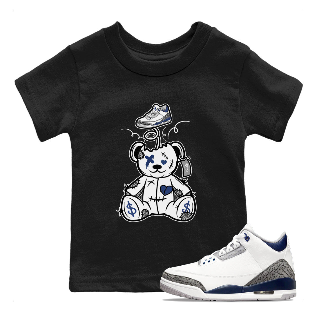 Surprise Teddy Bear SNRT Sneaker Tees Kids - Air Jordan 3 Midnight Navy 2023 - SNRT Sneaker Tee