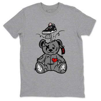 3s Black Cement shirts to match jordans Surprise Teddy Bear sneaker match tees Air Jordan 3 Retro OG Black Cement match shoes to clothes SNRT Sneaker Tees unisex cotton Heather Grey 2 shirts