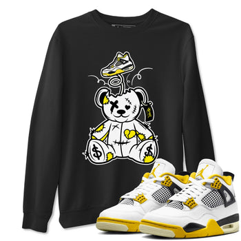 Air Jordan 4 Retro Vivid Sulfur shirt to match jordans Surprise Teddy Bear sneaker tees 4s Vivid Sulfur SNRT Sneaker Release Tees unisex cotton Black 1 crew neck shirt