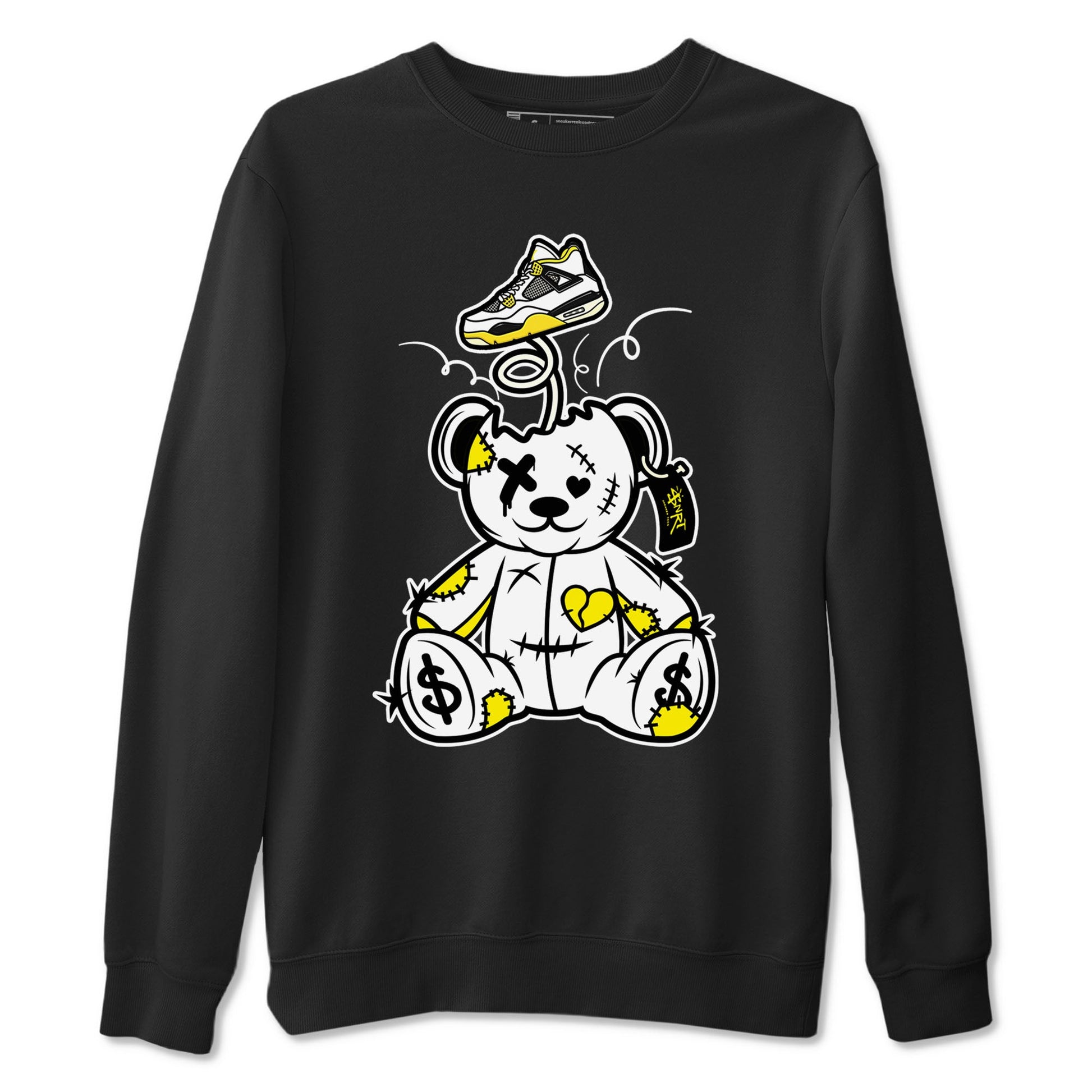Air Jordan 4 Retro Vivid Sulfur shirt to match jordans Surprise Teddy Bear sneaker tees 4s Vivid Sulfur SNRT Sneaker Release Tees unisex cotton Black 2 crew neck shirt