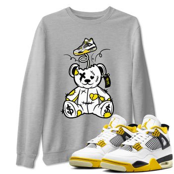 Air Jordan 4 Retro Vivid Sulfur shirt to match jordans Surprise Teddy Bear sneaker tees 4s Vivid Sulfur SNRT Sneaker Release Tees unisex cotton Heather Grey 1 crew neck shirt