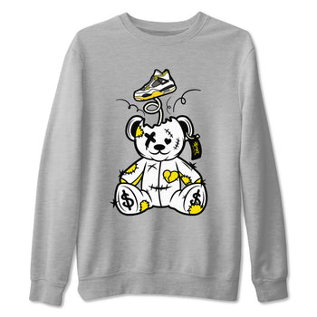 Air Jordan 4 Retro Vivid Sulfur shirt to match jordans Surprise Teddy Bear sneaker tees 4s Vivid Sulfur SNRT Sneaker Release Tees unisex cotton Heather Grey 2 crew neck shirt