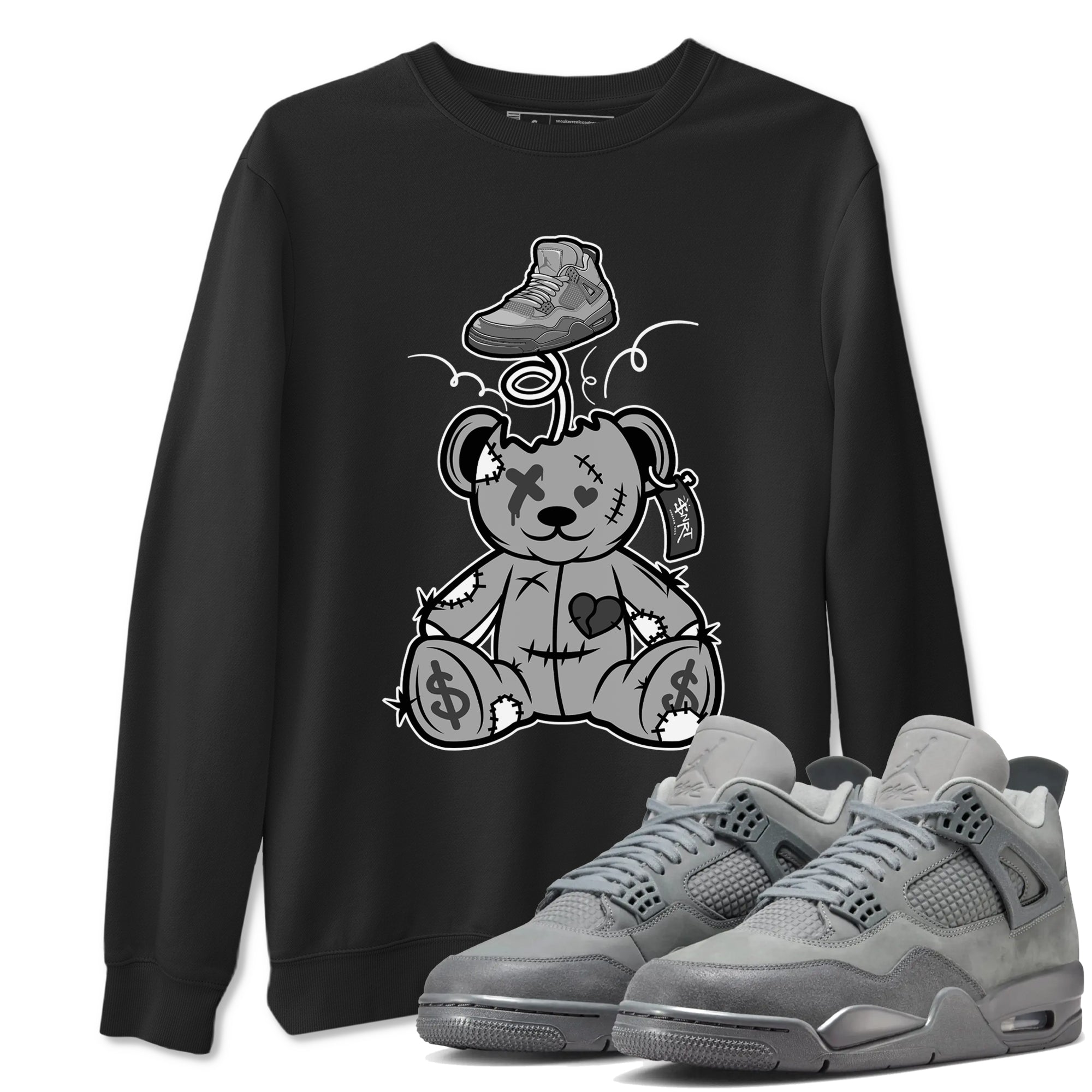 4s Wet Cement shirts to match jordans Surprise Teddy Bear sneaker match tees Air Jordan 4 Wet Cement SNRT Sneaker Release Tees unisex cotton Black 1 crew neck shirts