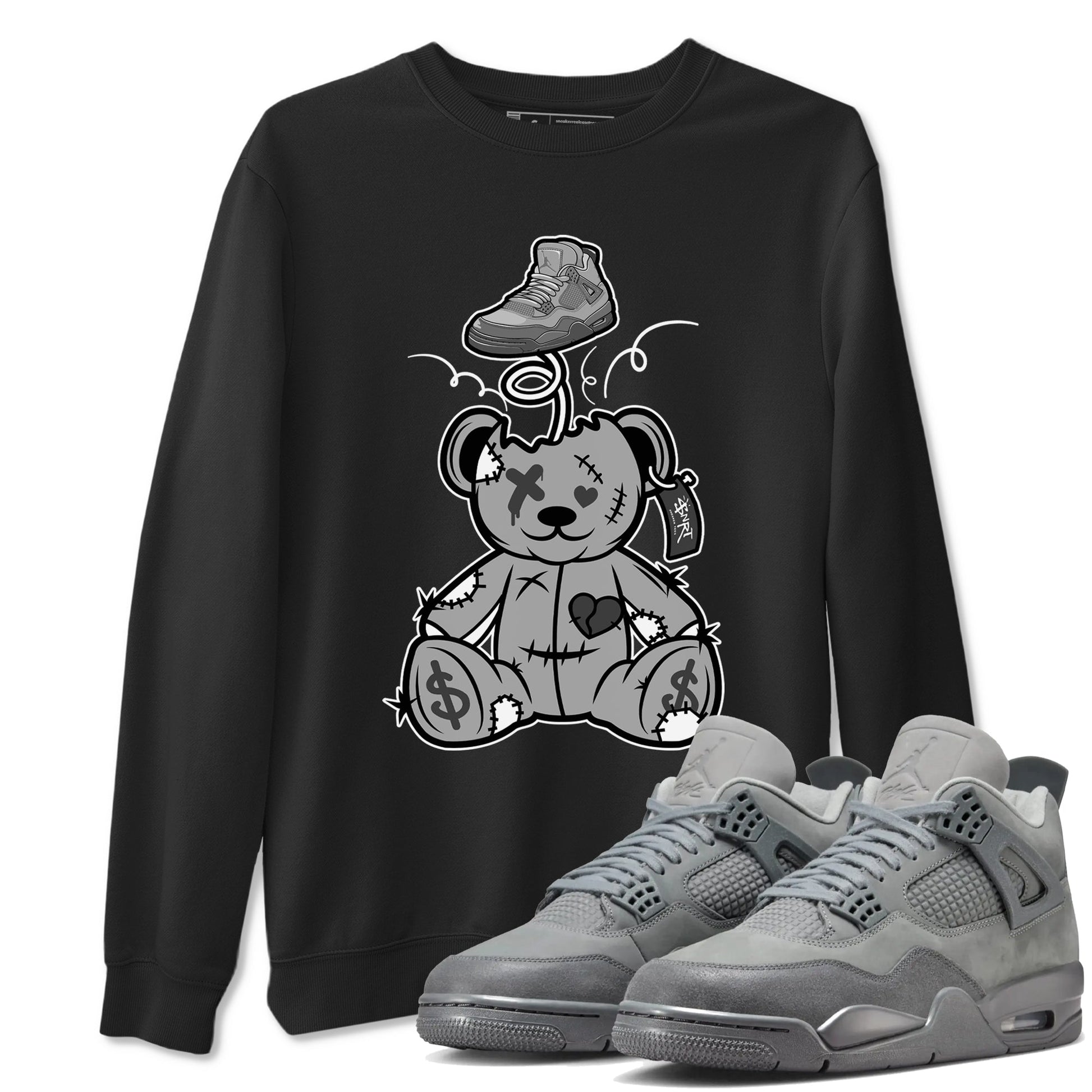 4s Wet Cement shirts to match jordans Surprise Teddy Bear sneaker match tees Air Jordan 4 Wet Cement SNRT Sneaker Release Tees unisex cotton Black 1 crew neck shirts