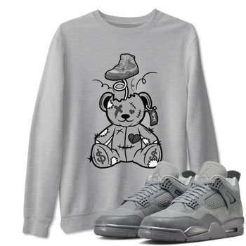 4s Wet Cement shirts to match jordans Surprise Teddy Bear sneaker match tees Air Jordan 4 Wet Cement SNRT Sneaker Release Tees unisex cotton Heather Grey 1 crew neck shirts