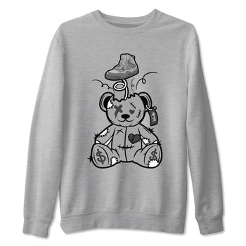 4s Wet Cement shirts to match jordans Surprise Teddy Bear sneaker match tees Air Jordan 4 Wet Cement SNRT Sneaker Release Tees unisex cotton Heather Grey 2 crew neck shirts