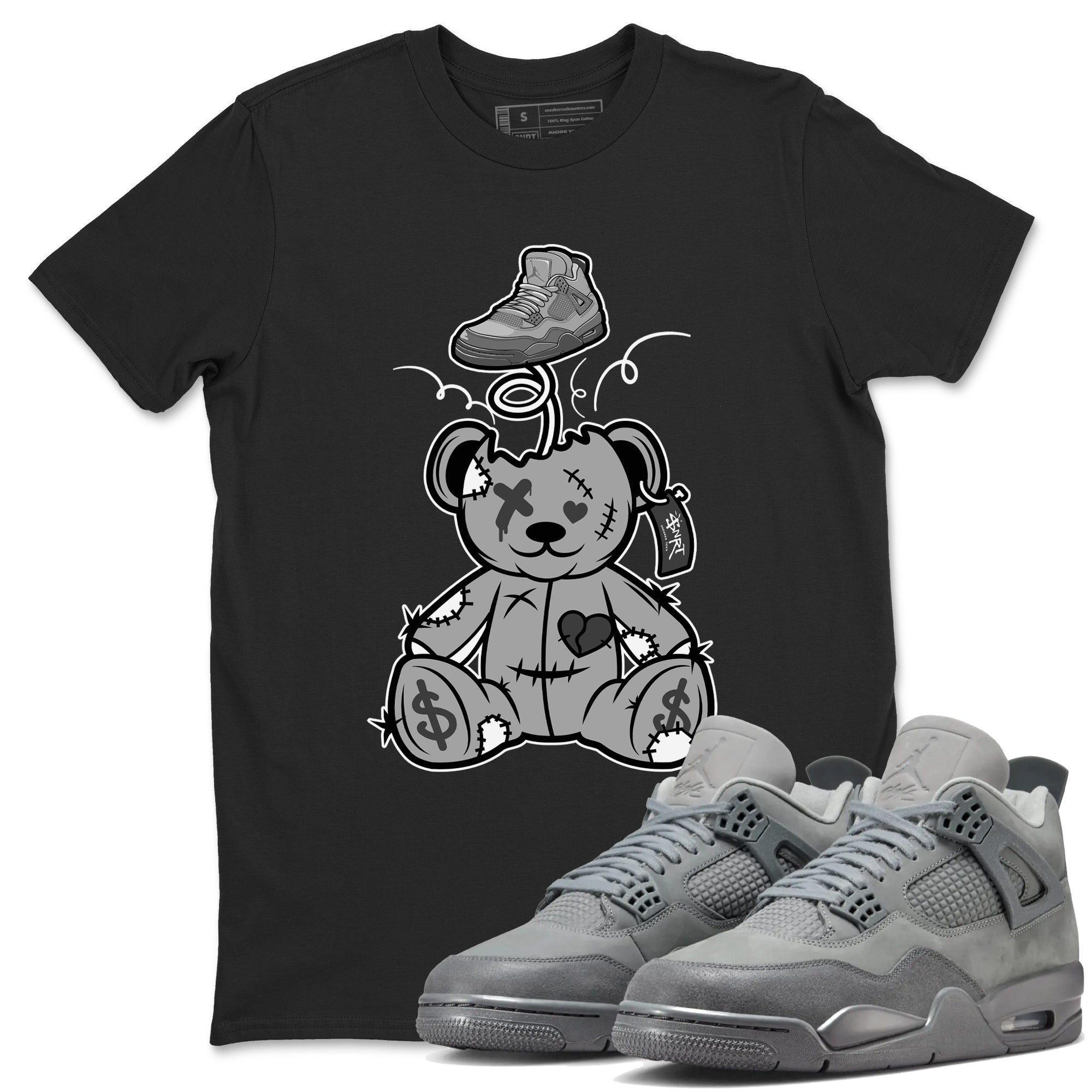 4s Wet Cement shirts to match jordans Surprise Teddy Bear sneaker match tees Air Jordan 4 Wet Cement SNRT Sneaker Release Tees unisex cotton Black 1 crew neck shirts