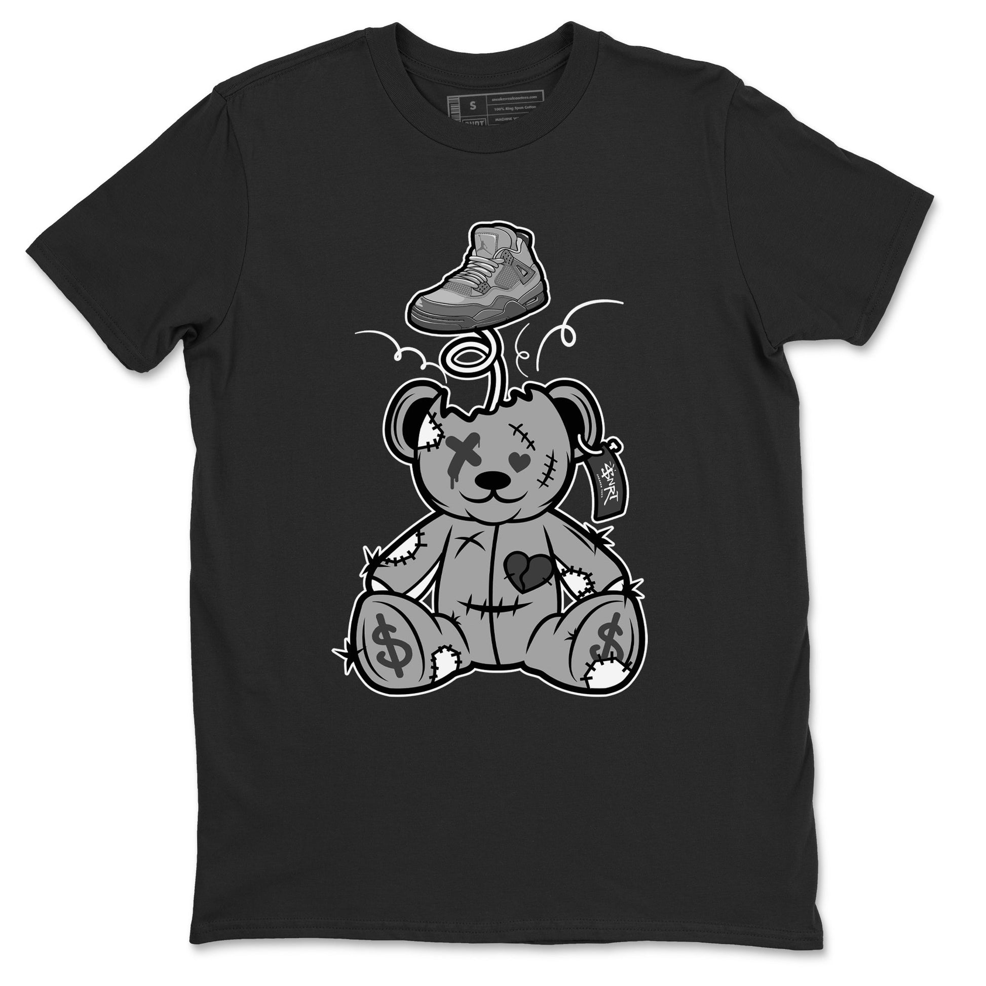 4s Wet Cement shirts to match jordans Surprise Teddy Bear sneaker match tees Air Jordan 4 Wet Cement SNRT Sneaker Release Tees unisex cotton Black 2 crew neck shirts