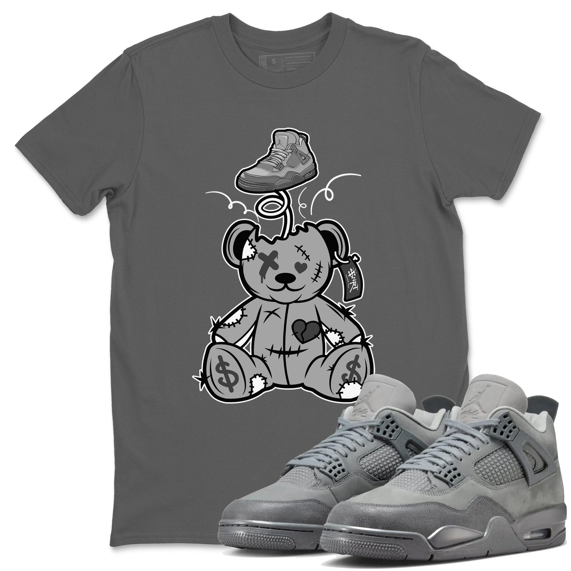 4s Wet Cement shirts to match jordans Surprise Teddy Bear sneaker match tees Air Jordan 4 Wet Cement SNRT Sneaker Release Tees unisex cotton Cool Grey 1 crew neck shirts