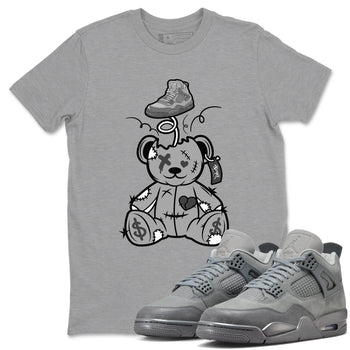4s Wet Cement shirts to match jordans Surprise Teddy Bear sneaker match tees Air Jordan 4 Wet Cement SNRT Sneaker Release Tees unisex cotton Heather Grey 1 crew neck shirts