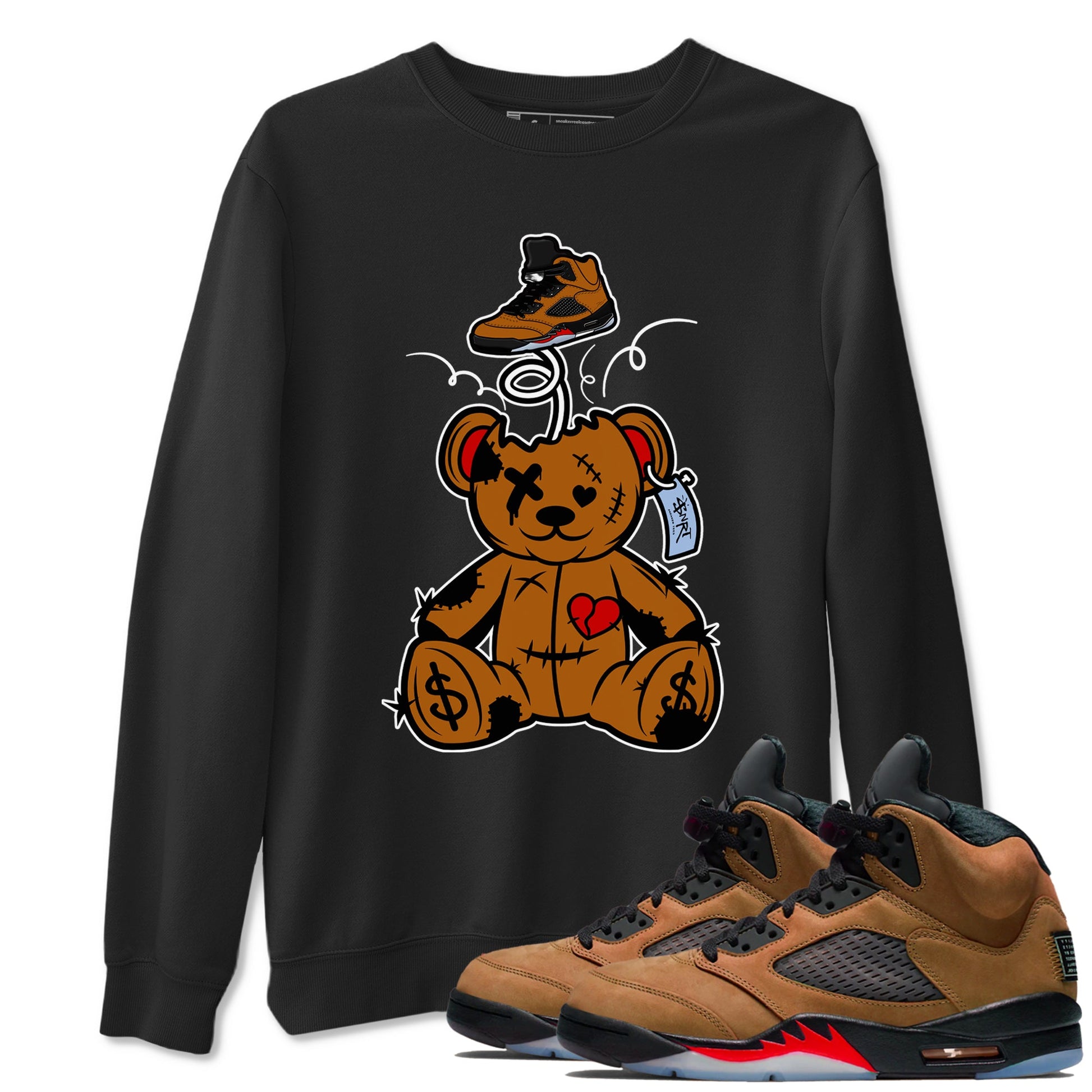 5s Archeao Brown shirts to match jordans Surprise Teddy Bear sneaker match tees Air Jordan 5 Archeao Brown SNRT Sneaker Release Tees unisex cotton Black 1 crew neck shirts