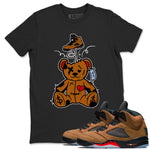 5s Archeao Brown shirts to match jordans Surprise Teddy Bear sneaker match tees Air Jordan 5 Archeao Brown SNRT Sneaker Release Tees unisex cotton Black 1 crew neck shirts