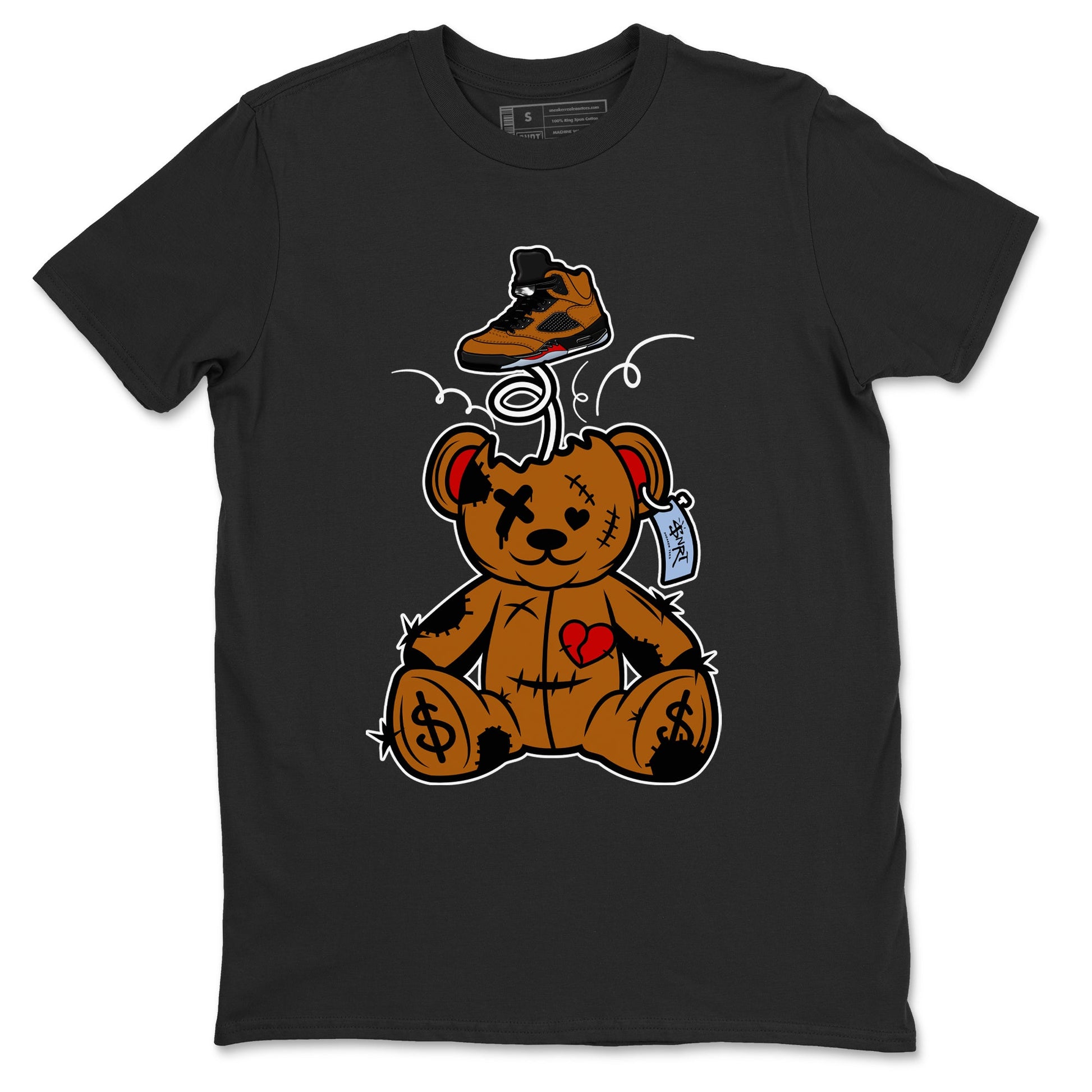 5s Archeao Brown shirts to match jordans Surprise Teddy Bear sneaker match tees Air Jordan 5 Archeao Brown SNRT Sneaker Release Tees unisex cotton Black 2 crew neck shirts