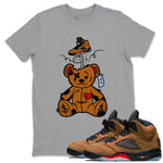 5s Archeao Brown shirts to match jordans Surprise Teddy Bear sneaker match tees Air Jordan 5 Archeao Brown SNRT Sneaker Release Tees unisex cotton Heather Grey 1 crew neck shirts