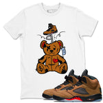 5s Archeao Brown shirts to match jordans Surprise Teddy Bear sneaker match tees Air Jordan 5 Archeao Brown SNRT Sneaker Release Tees unisex cotton White 1 crew neck shirts