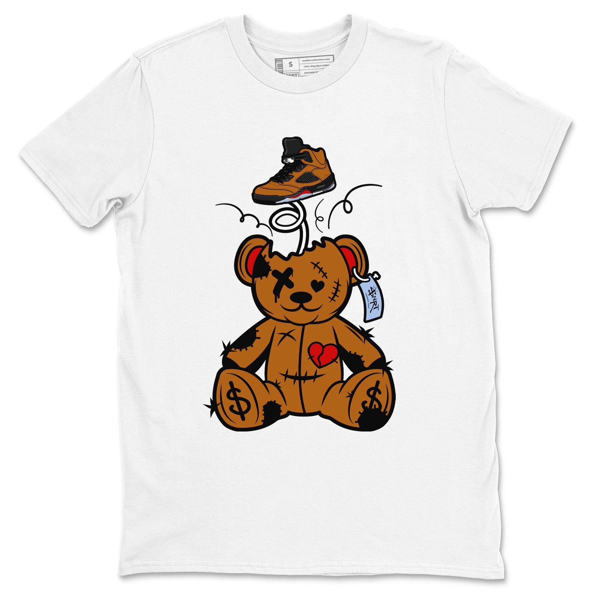 5s Archeao Brown shirts to match jordans Surprise Teddy Bear sneaker match tees Air Jordan 5 Archeao Brown SNRT Sneaker Release Tees unisex cotton White 2 crew neck shirts