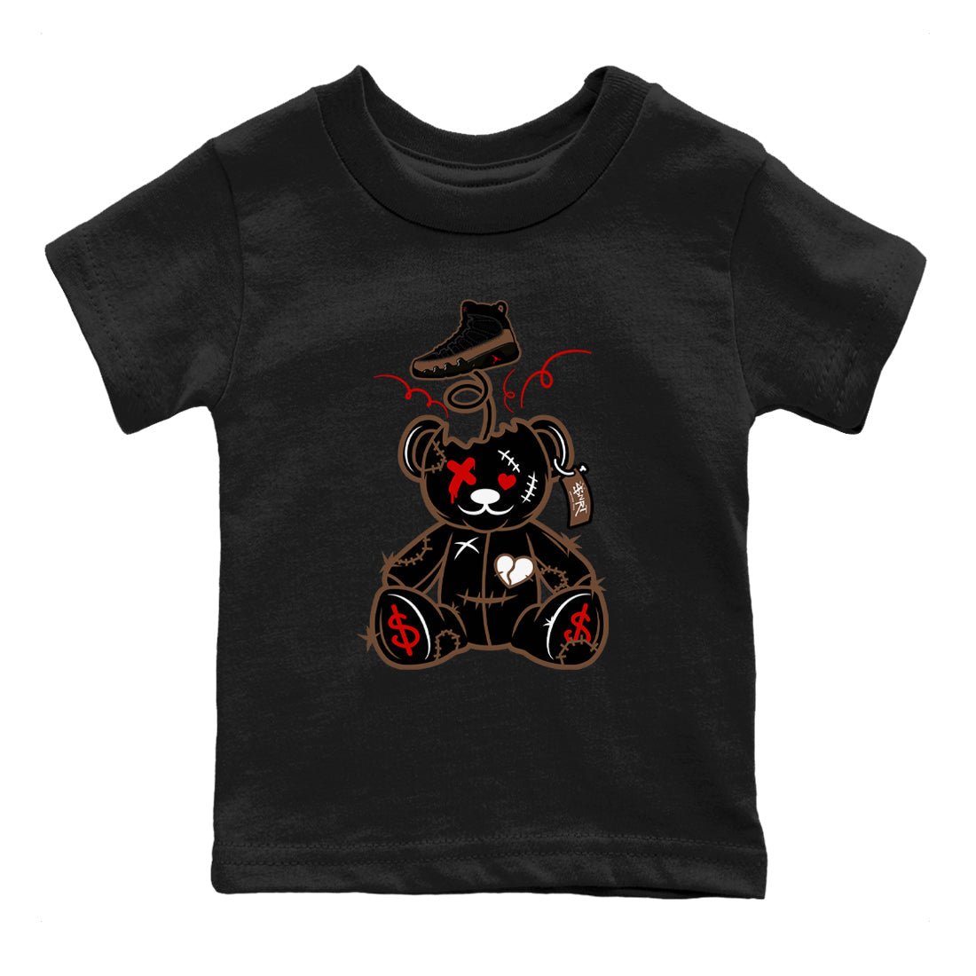9s Olive shirts to match jordans Surprise Teddy Bear sneaker match tees Air Jordan 9 Olive match shoes to clothes SNRT Sneaker Tees Youth Baby Black 2 tee
