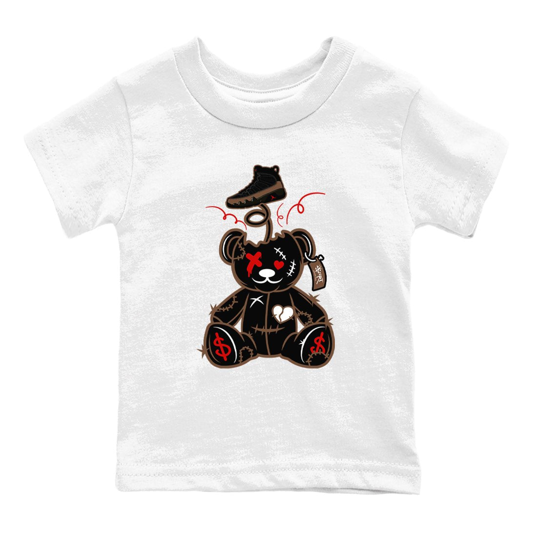 9s Olive shirts to match jordans Surprise Teddy Bear sneaker match tees Air Jordan 9 Olive match shoes to clothes SNRT Sneaker Tees Youth Baby White 2 tee