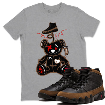 9s Olive shirts to match jordans Surprise Teddy Bear sneaker match tees Air Jordan 9 Olive match shoes to clothes SNRT Sneaker Tees unisex cotton Heather Grey 1 shirts
