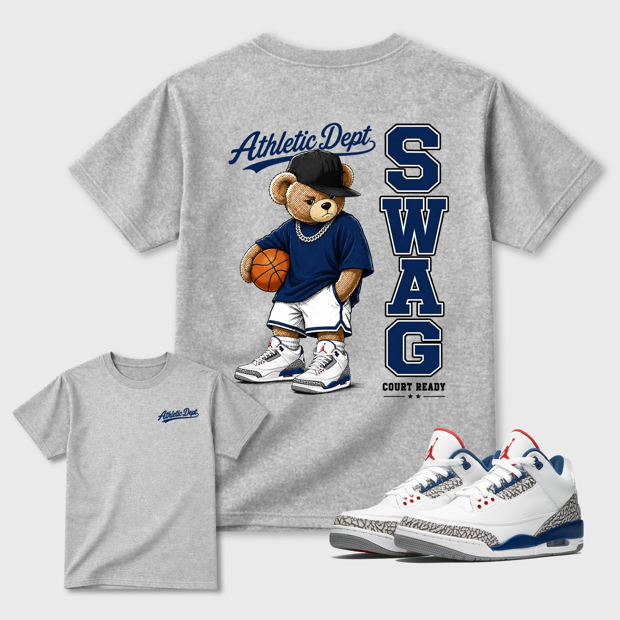 Swag Bear Graphic T-Shirt featuring original streetwear artwork designed to match the . Heather Grey Graphic T-Shirt.
