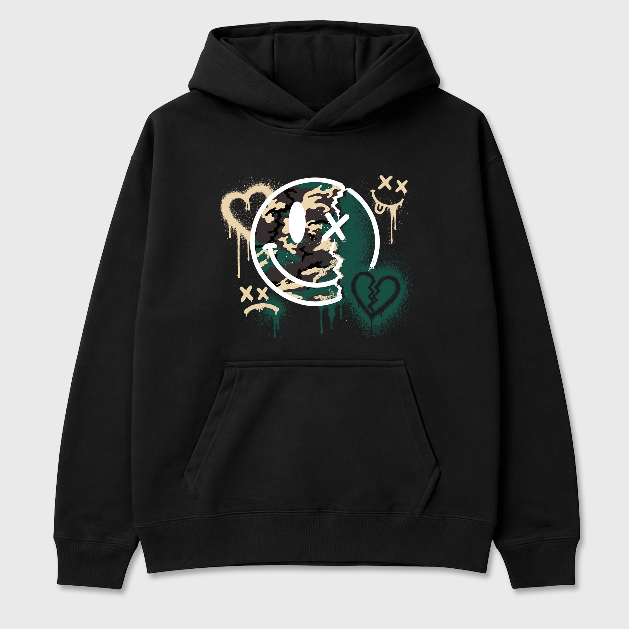 Sweet Damage Graphic T-Shirt featuring original streetwear artwork designed to match the Air Foamposite Pro Green Camo. Black 2 Graphic Tee.