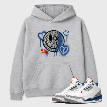 Sweet Damage Graphic T-Shirt sneaker match tee designed for the Air Jordan 3 True Blue, featuring coordinated color options for a perfect streetwear match. Heather Grey 1 shirt.