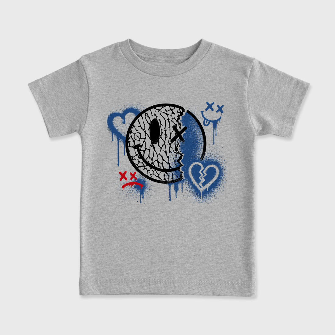 Sweet Damage affordable baby and kids t-shirt designed to match the Air Jordan 3 True Blue, featuring coordinated Heather Grey 2 options for the perfect little sneakerhead streetwear look.