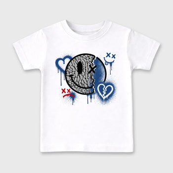 Sweet Damage affordable baby and kids t-shirt designed to match the Air Jordan 3 True Blue, featuring coordinated White 2 options for the perfect little sneakerhead streetwear look.