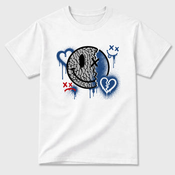 Sweet Damage Graphic T-Shirt sneaker match tee designed for the Air Jordan 3 True Blue, featuring coordinated color options for a perfect streetwear match. White 2 shirt.