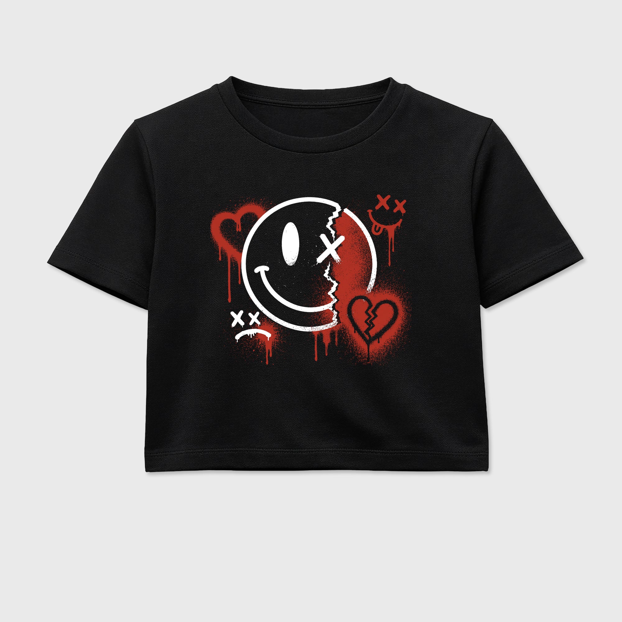 Sneakerfit Streetwear outfit, Sneaker Tees To Match Air Jordan 4 Brick After Brick – Sweet Damage Crop T-Shirt Black 2