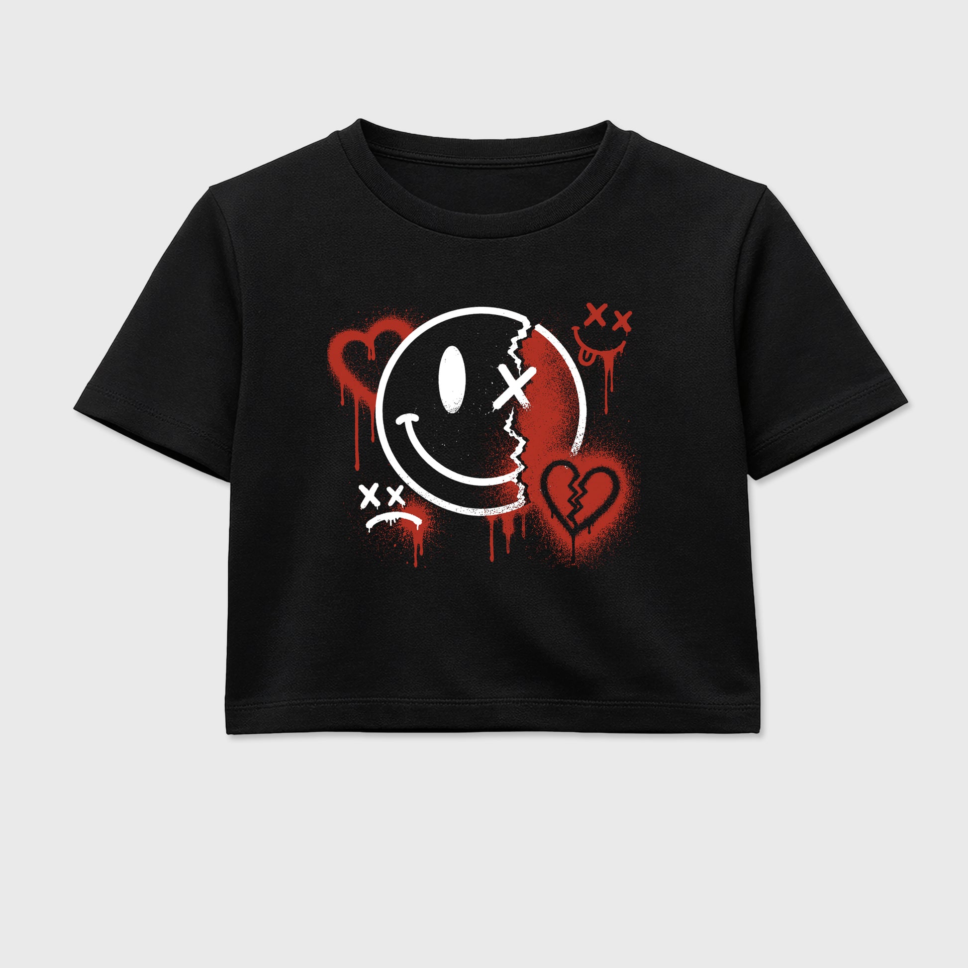 Sneakerfit Streetwear outfit, Sneaker Tees To Match Air Jordan 4 Brick After Brick – Sweet Damage Crop T-Shirt Black 2