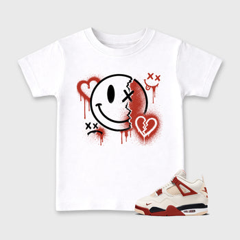 Sneakerfit Streetwear outfit, Sneaker Tees To Match Air Jordan 4 Brick After Brick – Sweet Damage Graphic Kids Tee White 1