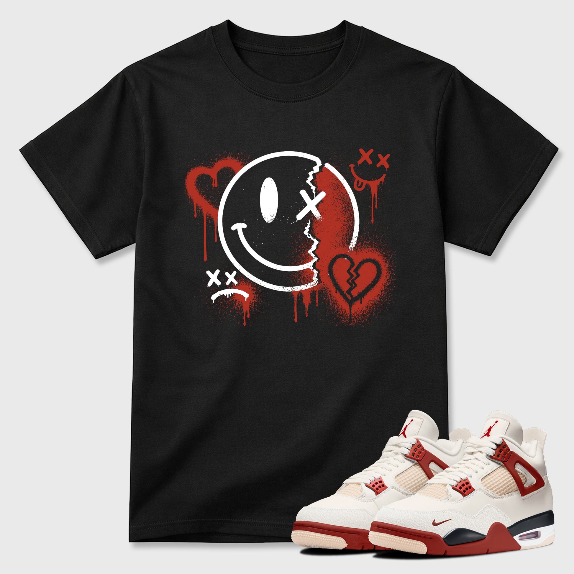 Sneakerfit Streetwear outfit, Sneaker Tees To Match Air Jordan 4 Brick After Brick – Sweet Damage Graphic Tee Black 1