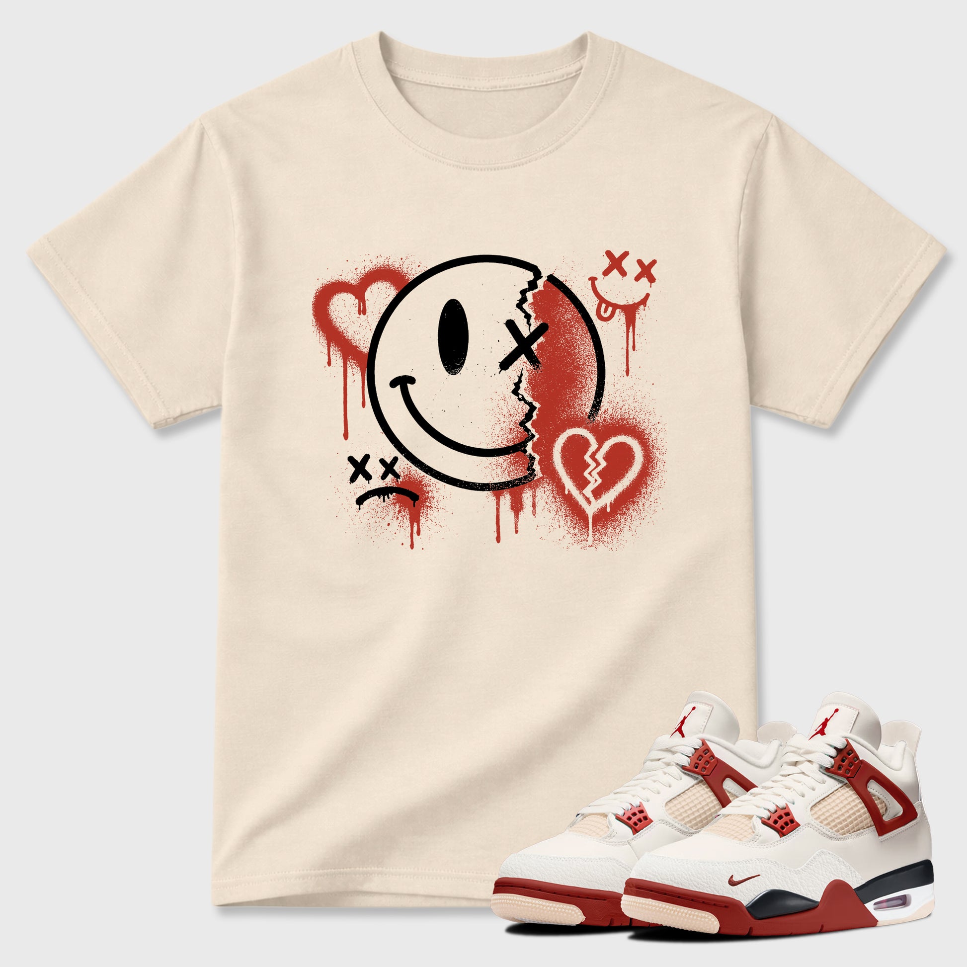 Sneakerfit Streetwear outfit, Sneaker Tees To Match Air Jordan 4 Brick After Brick – Sweet Damage Graphic Tee Natural 1