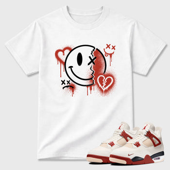 Sneakerfit Streetwear outfit, Sneaker Tees To Match Air Jordan 4 Brick After Brick – Sweet Damage Graphic Tee White 1