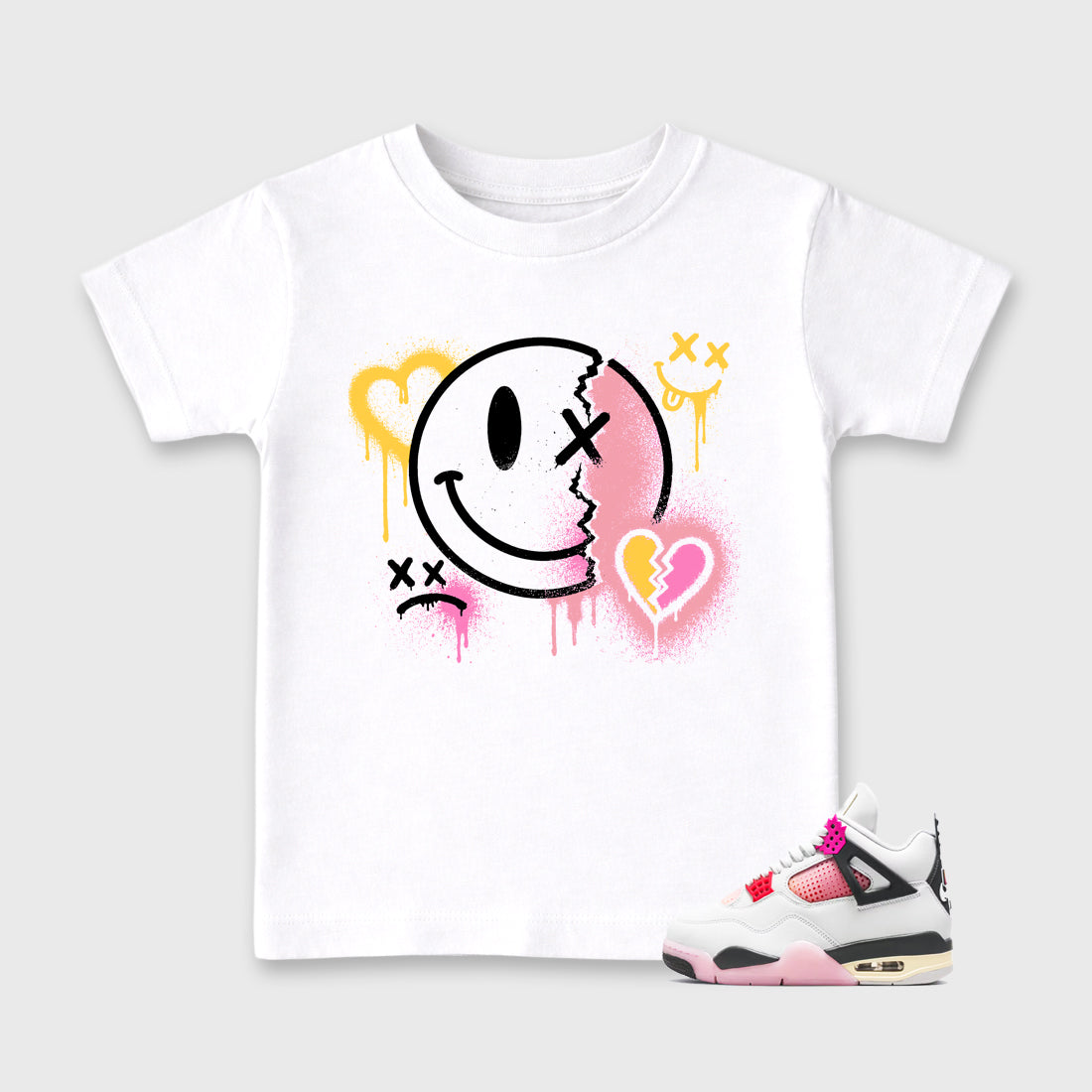 Sweet Damage Baby & Kids Graphic T-Shirt featuring original artwork designed to match the Air Jordan 4 Comic. White 1 Kids Graphic Tee.