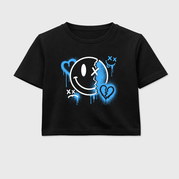 Sneakerfit Streetwear outfit, Sneaker Tees To Match Air Jordan 5 Black University Blue – Sweet Damage Crop T-Shirt Black 2